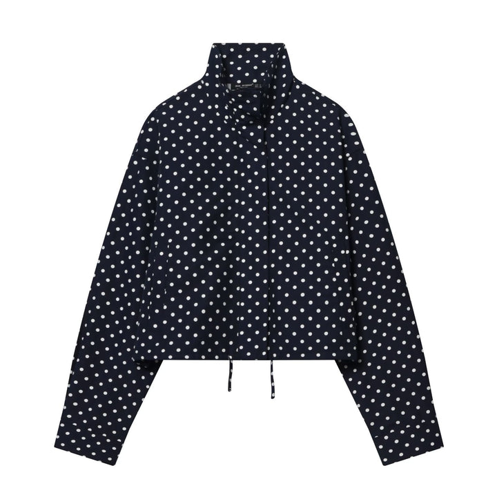 Dam lätt kort Transition jacka med ståkrage, Polka Dot tryck och dragsko