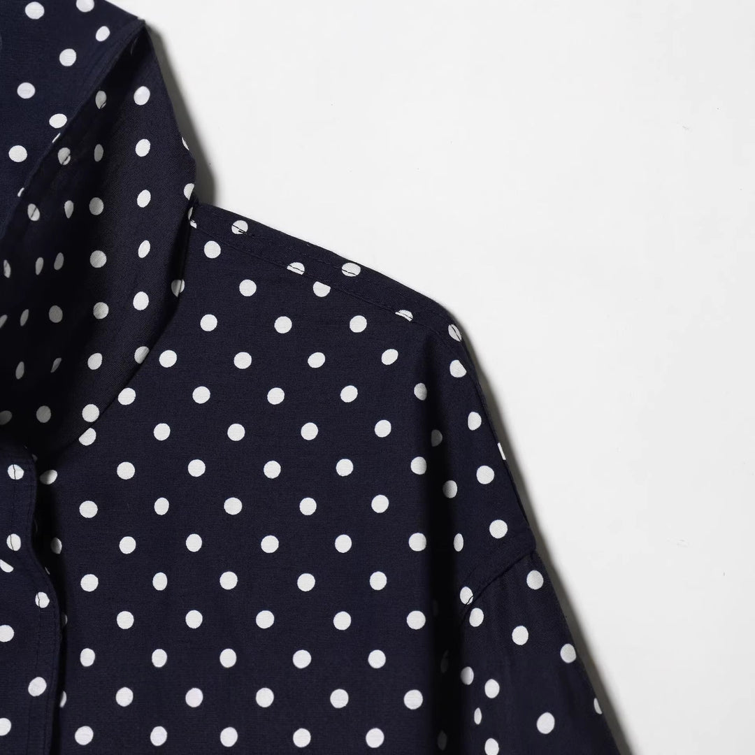 Dam lätt kort Transition jacka med ståkrage, Polka Dot tryck och dragsko