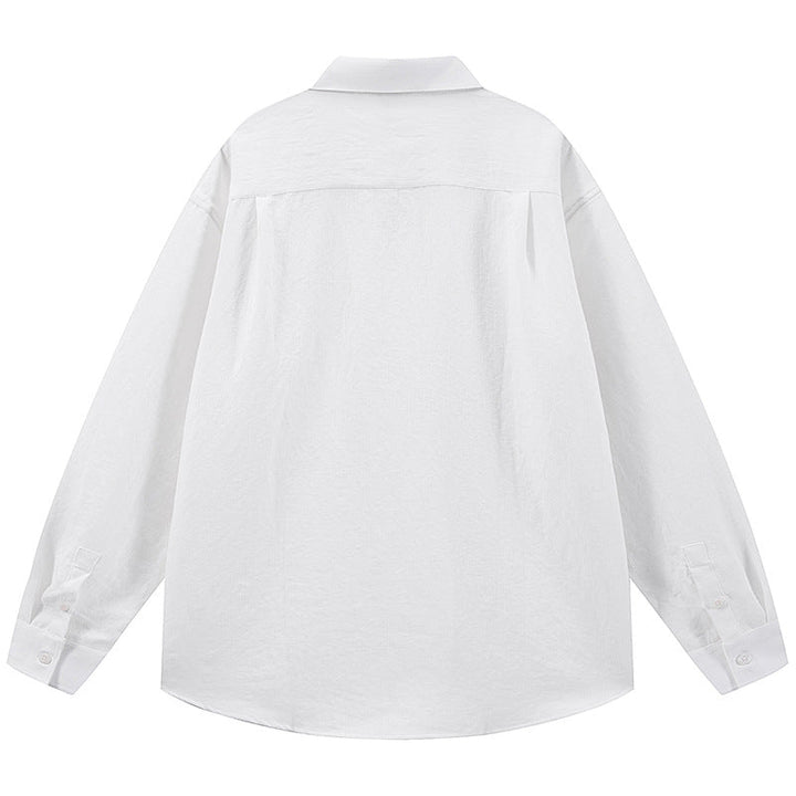 Herr Oversized Skjortjacka med Open Notchad Krage, Stora Bröstficka &amp; Strukturerad Bomullsblandning
