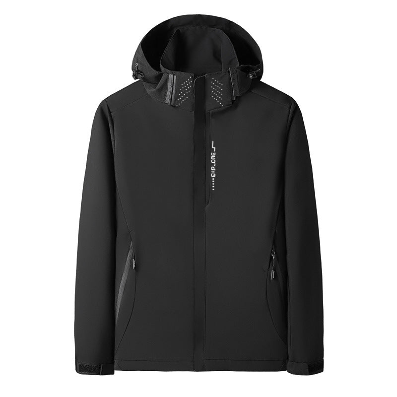 Dam softshell utomhusjacka med removable huva, vindtät membrane och andningsbar mesh foder