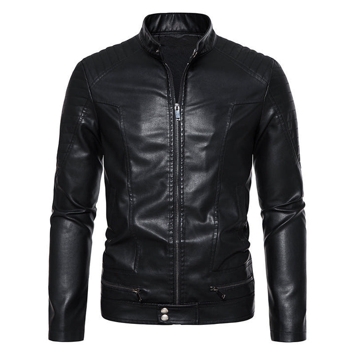 Herr Mode Läderimitation Jacka med Quiltad Detaljer