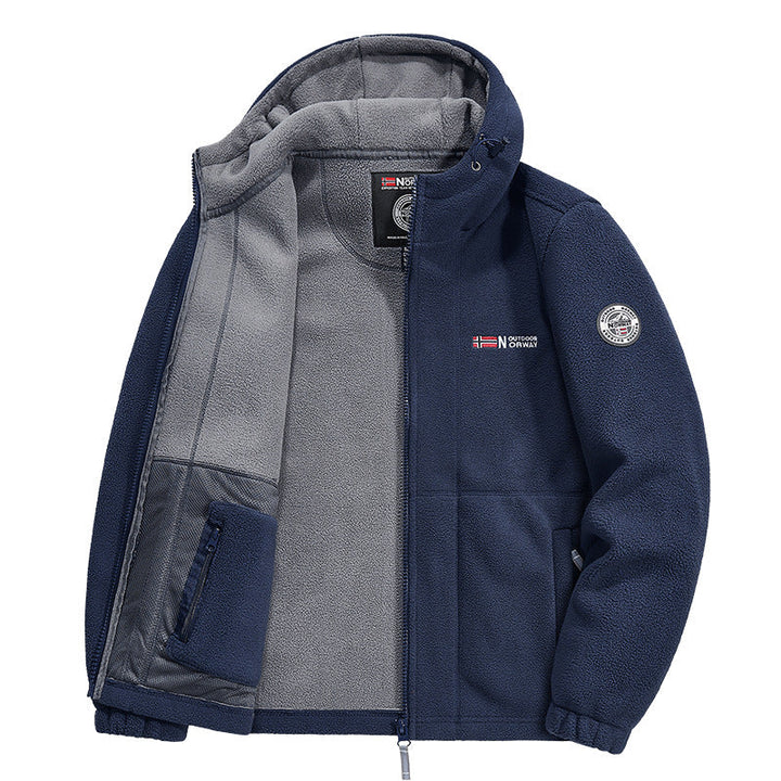 Herr Fleece Jacka med Praktisk Krage Protection