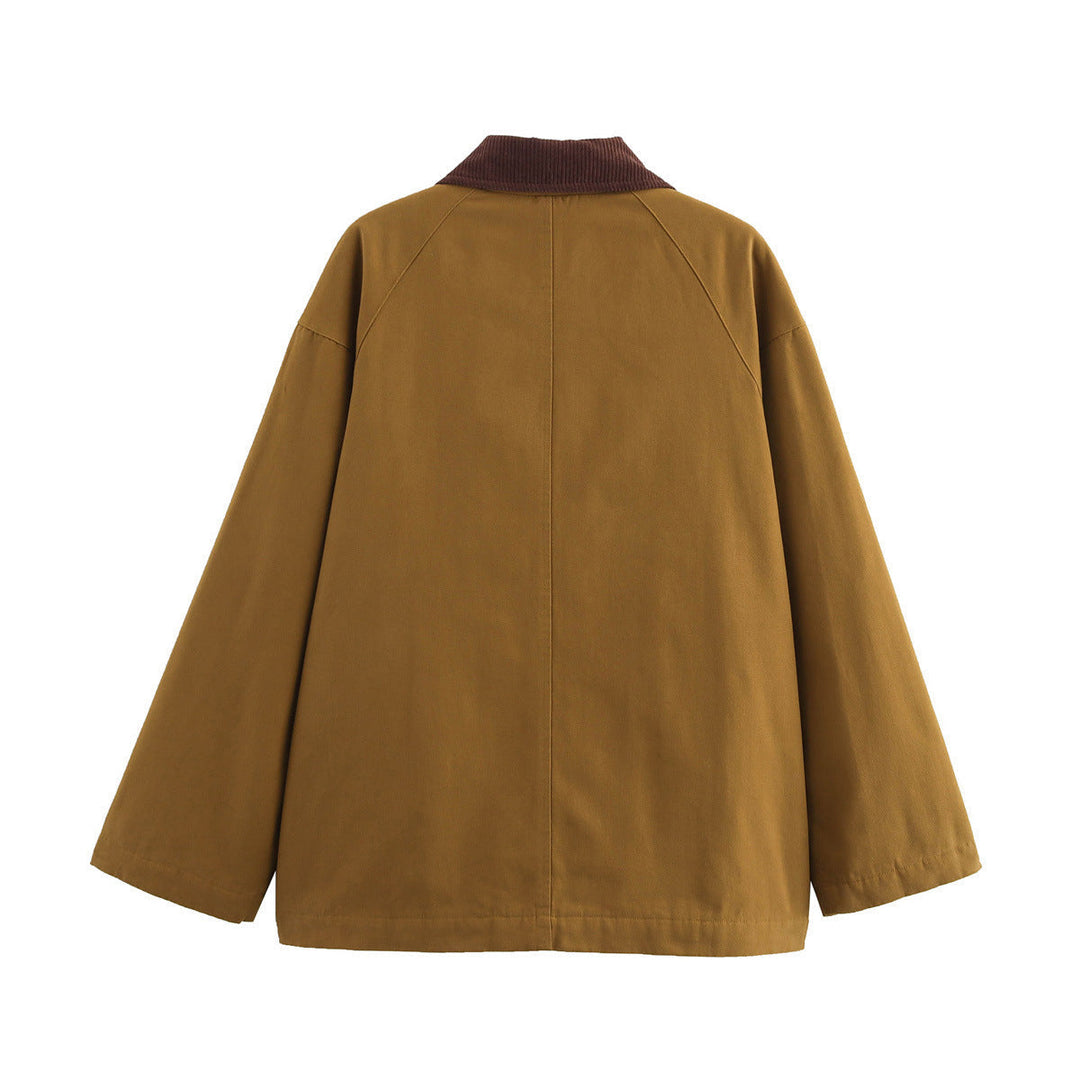 Dam Boxy Field jacka med Cord krage, Toggle Closures och stor Flap fickor