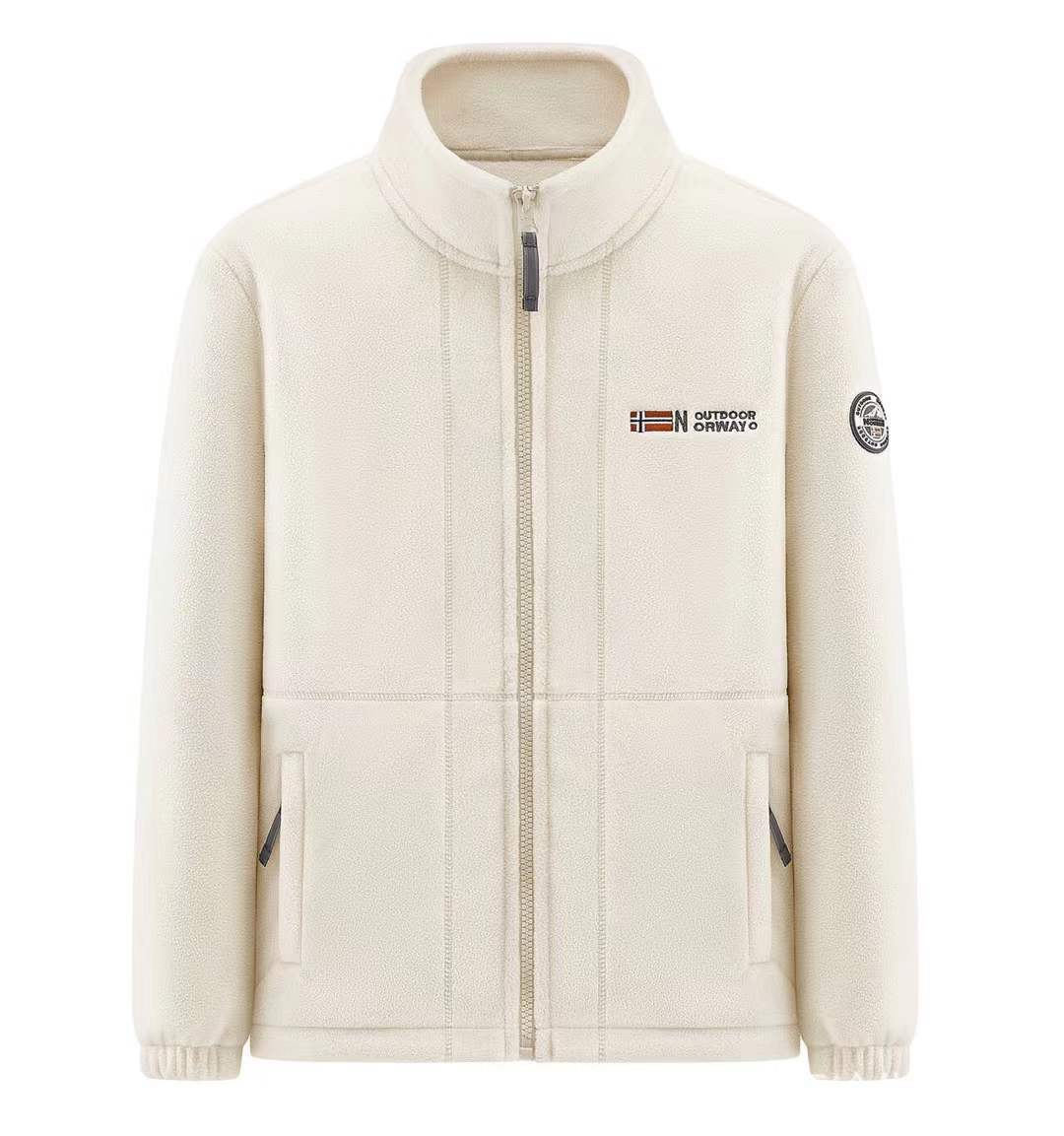 Herr Microfleece Quiltad Jacka med Stående Krage, Elastisk Muddar och Dold Sida Fickor