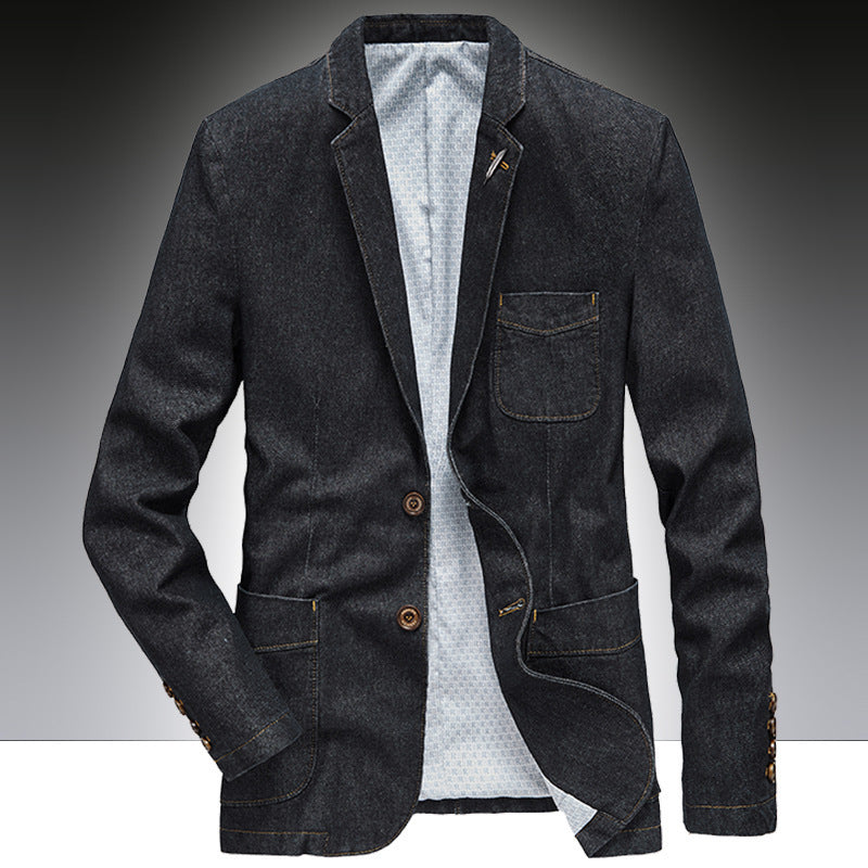 Herr Denim Kavaj i Unstructured Worker Stil med Utanpåfickor