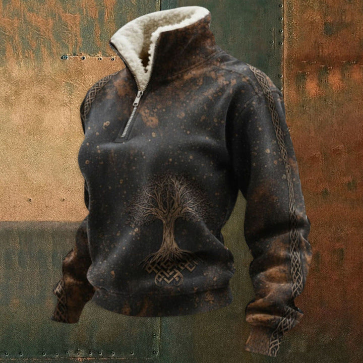 Herr Urban Fleece Pullover med Tree Motif