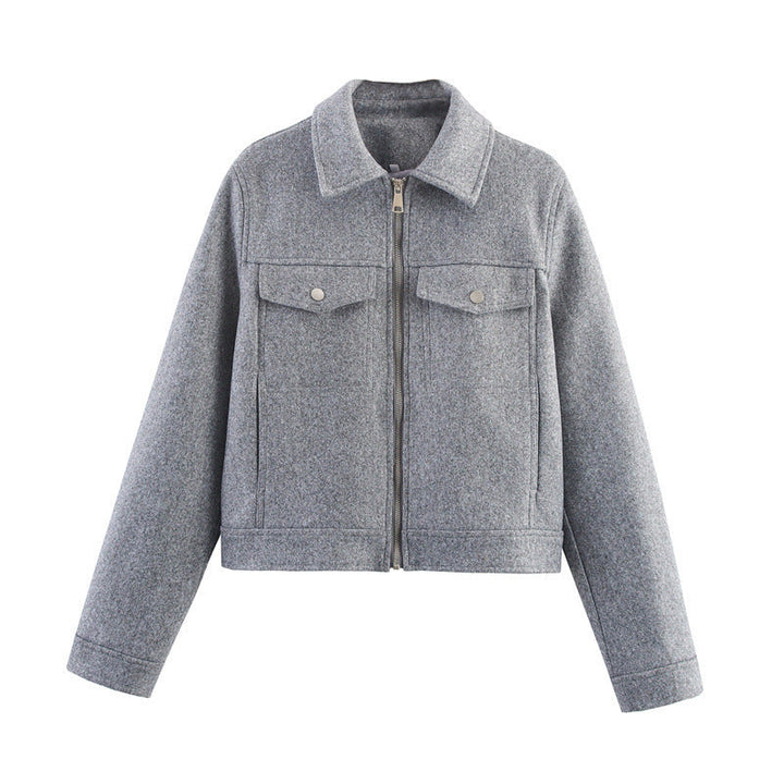 Dam Lätt Vadderad Windbreaker med Stå Krage och Prickig Prick Tryck