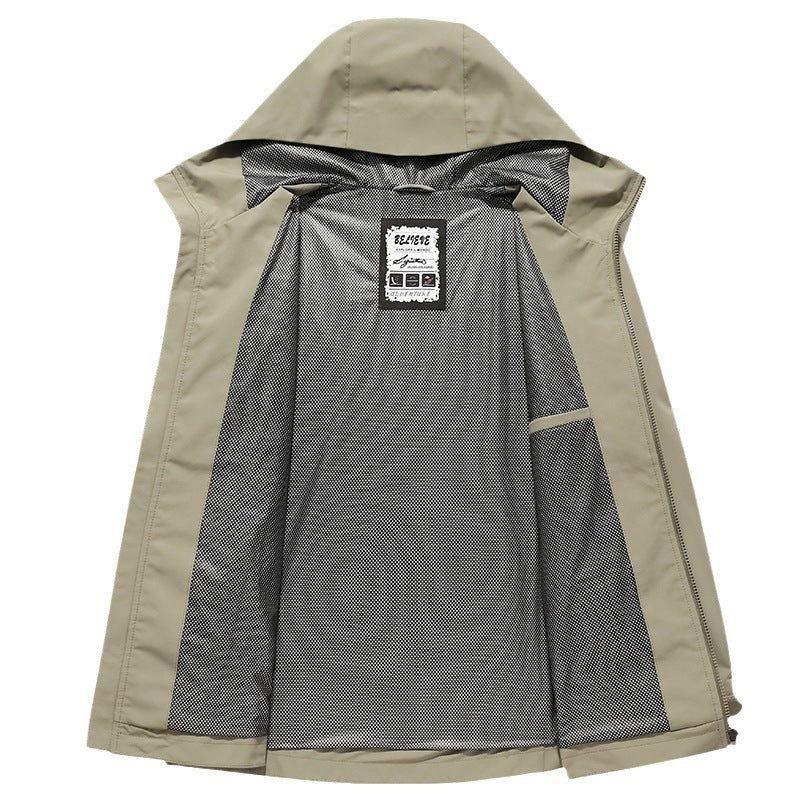 Herr Softshell Regn och Övergångs Jacka med Huva, Vindskyddande Membrane och Andningsbar Mesh Foder