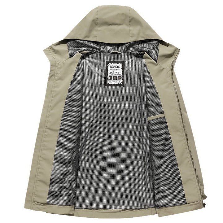 Herr Softshell Regn och Övergångs Jacka med Huva, Vindskyddande Membrane och Andningsbar Mesh Foder