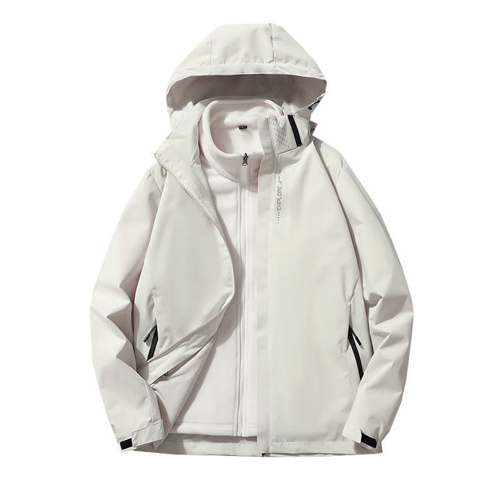 Herr three-lager vattentät utomhus softshelljacka med avtagbar fleece inner jacka