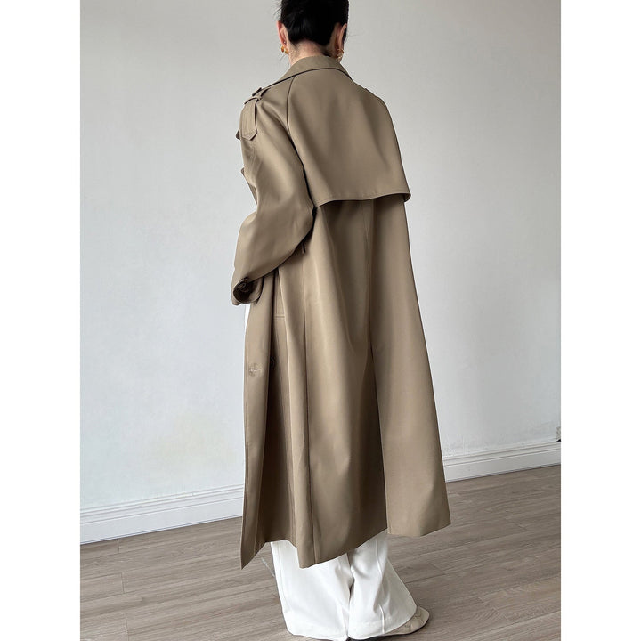 Dam oversize trenchcoat med Raglan ärmar och Double-Breasted knappslå