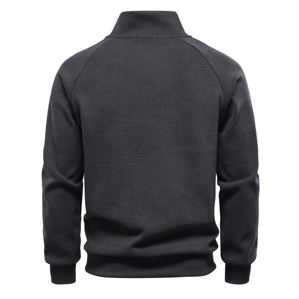 Herr Ståkrage Tröja med Asymmetric Axel Dragkedja och Raglanärmar