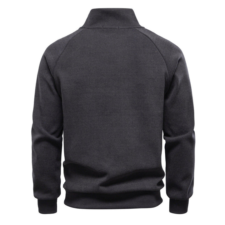 Herr Ståkrage Tröja med Asymmetric Axel Dragkedja och Raglanärmar