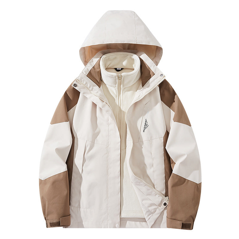 Herr vattenavvisande two-lager trekking jacka med avtagbar fleece inner jacka och huva