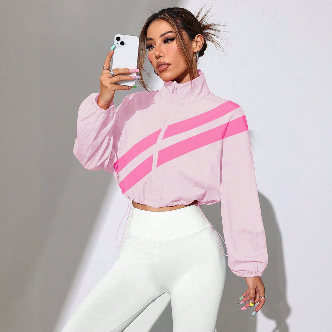 Dam Cropped vindjacka med hög krage och Drawstring