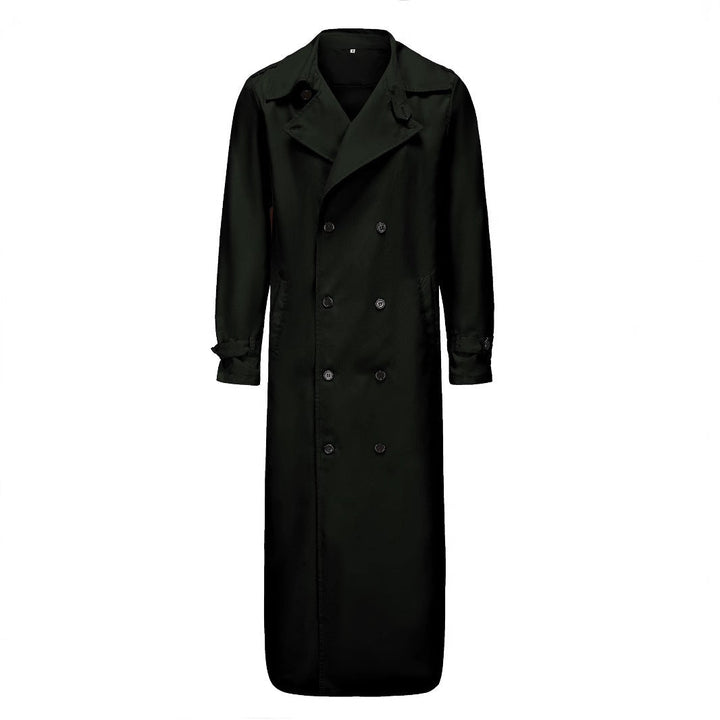 Herr Vattenavvisande Long Trenchcoat med Dubbel Knapplist, Axel Epaulettes, och Justerbar Midja Belt