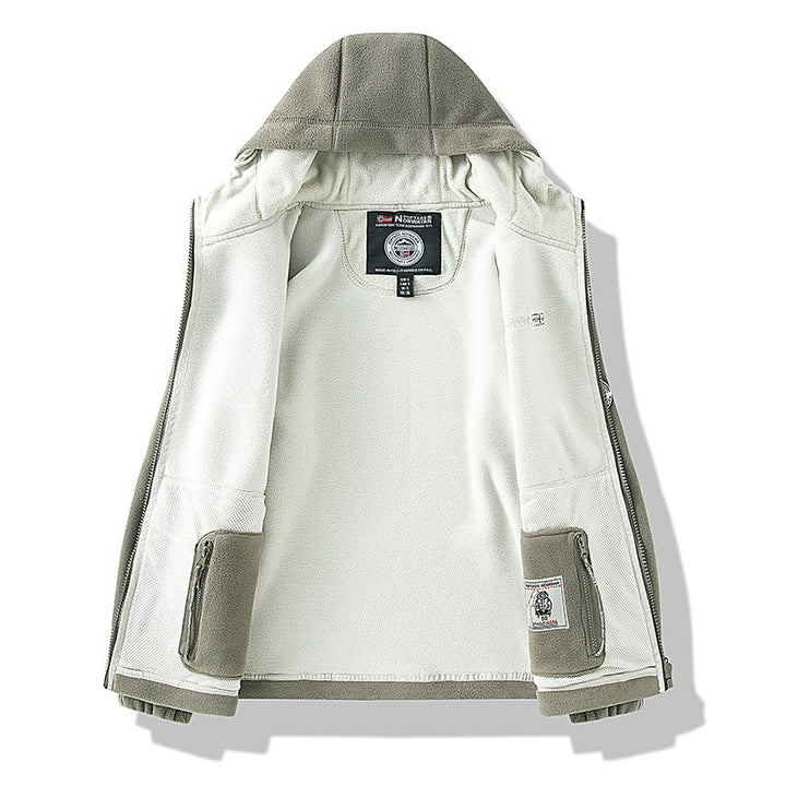 Herr Fleece Jacka med Hög Krage, Brushed Inner Side och Concealed Dragkedja Fickor