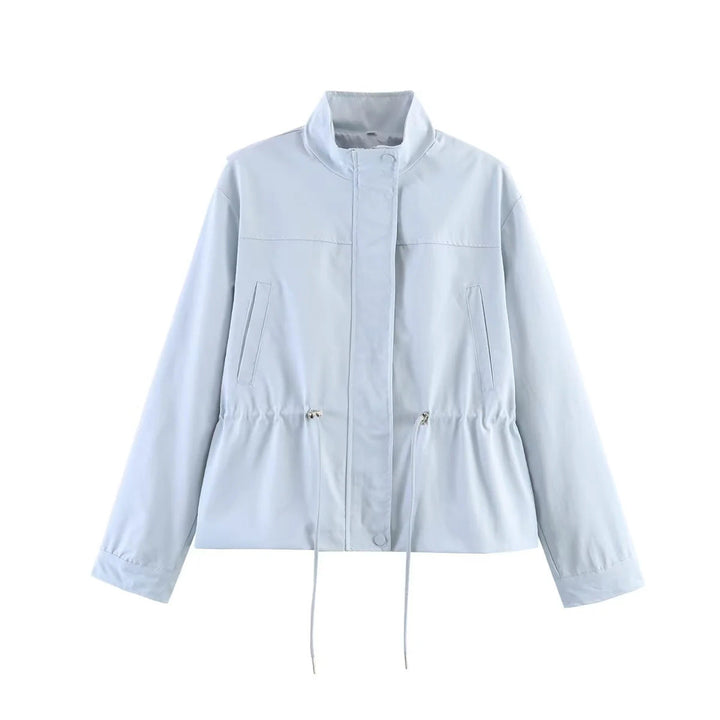 Dam figursydd övergångsjacka med ståkrage, drawstring waistband och concealed front placket