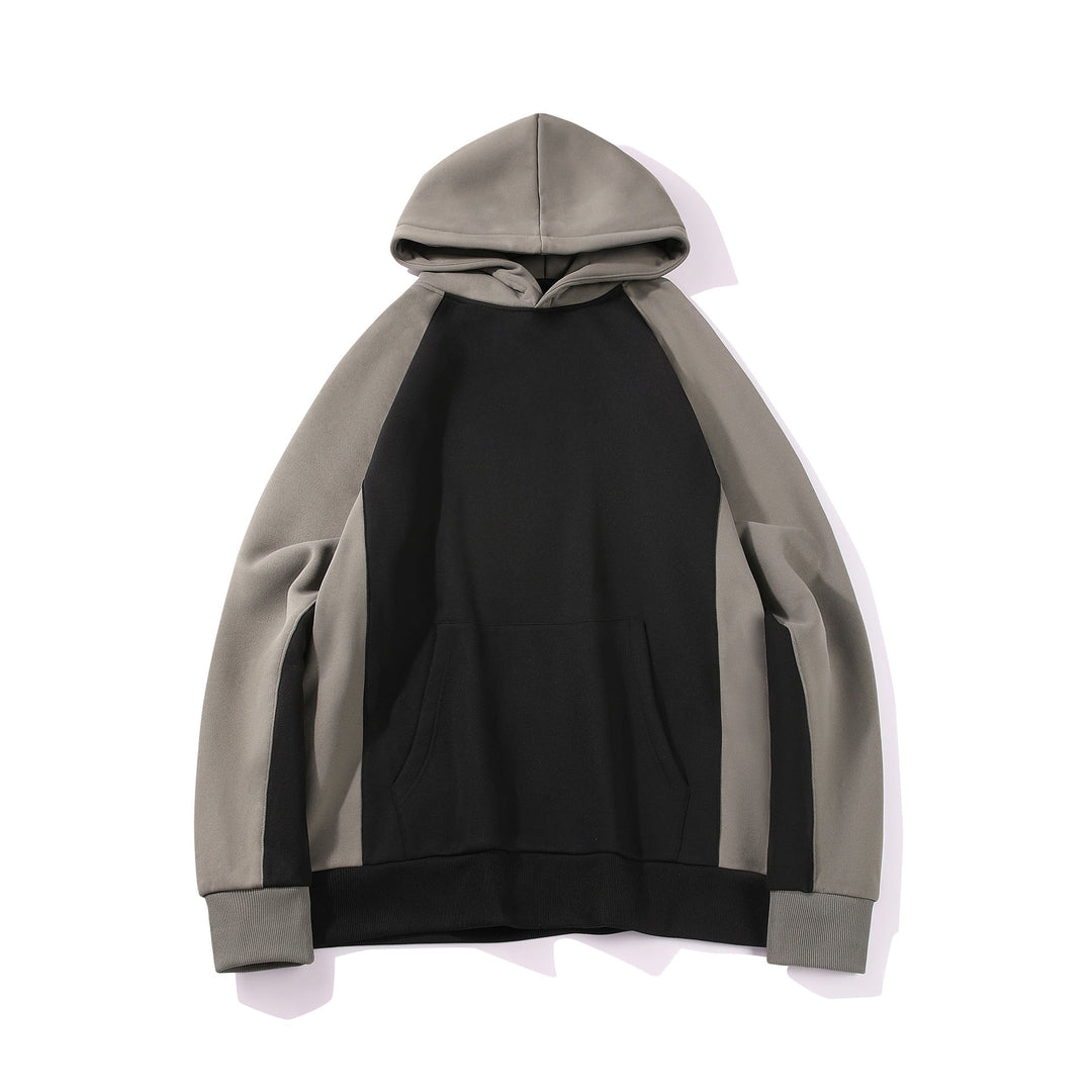 Herr Kapuzenpullover Im Colourblock-Design med Raglanärmeln, Kängurutasche och Ribbad Fåll