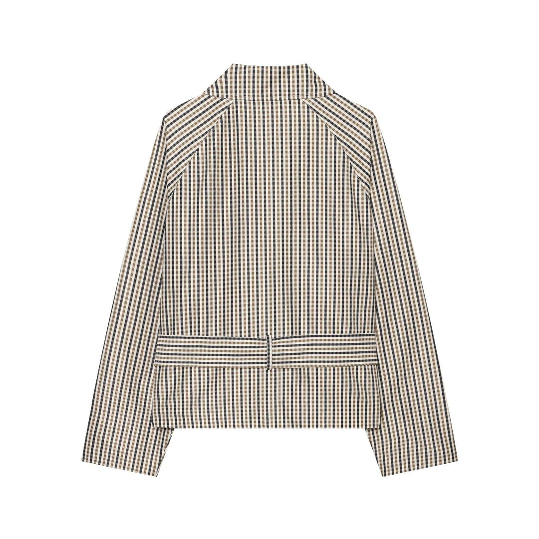 Dam Kort Tailored Trenchcoat i Vichy Check med Tie Belt