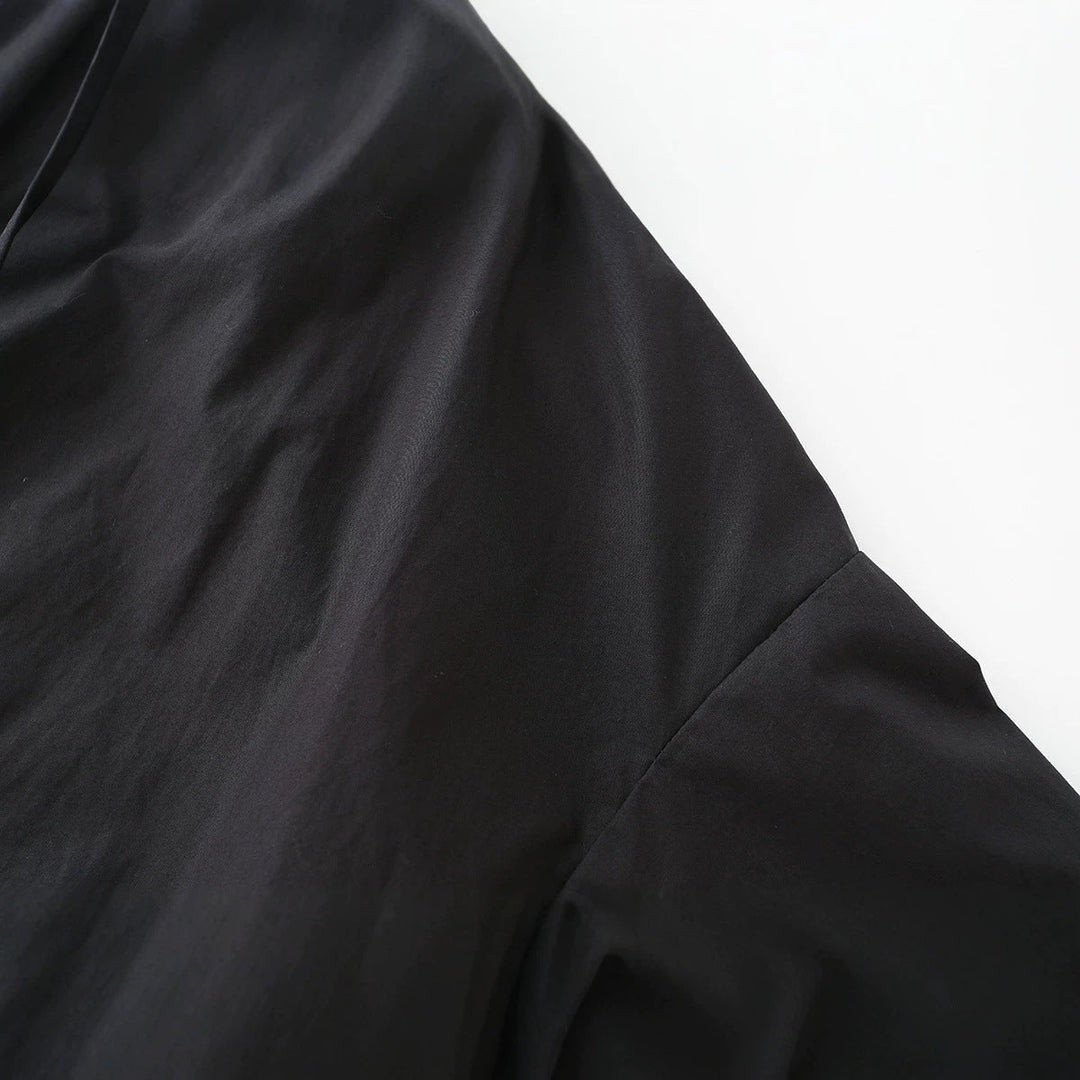 Dam Lätt Kort Blouson med Hög Stå Krage, Drawstring och Side Ties