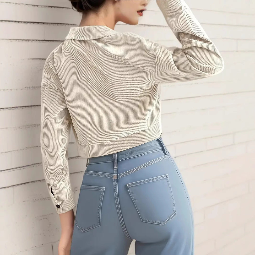 Dam kort ärm Cropped jeansjacka