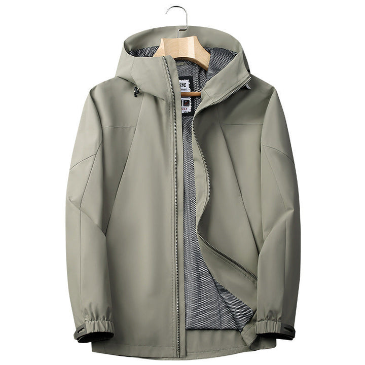 Herr Softshell Regn och Övergångs Jacka med Huva, Vindskyddande Membrane och Andningsbar Mesh Foder