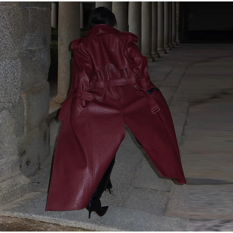 Dam oversize fuskläder trenchkappa med Hög Krage och Avtagbar Belt