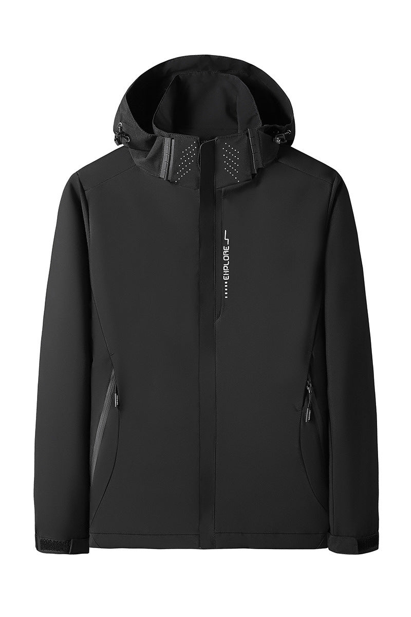 Dam softshell utomhusjacka med removable huva, vindtät membrane och andningsbar mesh foder