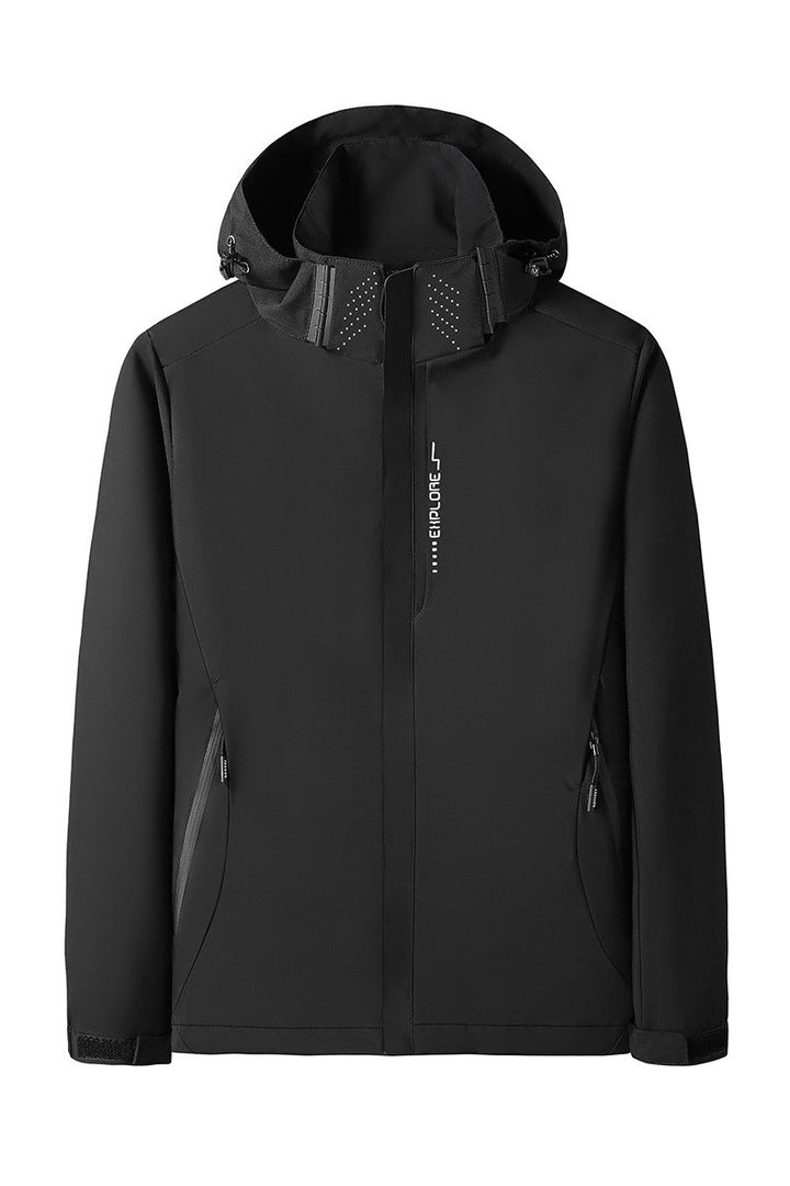 Dam softshell utomhusjacka med removable huva, vindtät membrane och andningsbar mesh foder