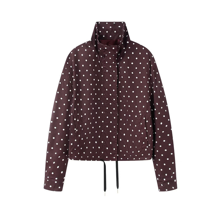 Dam Kort Dotted Regnjacka med Ståkrage och Dragsko