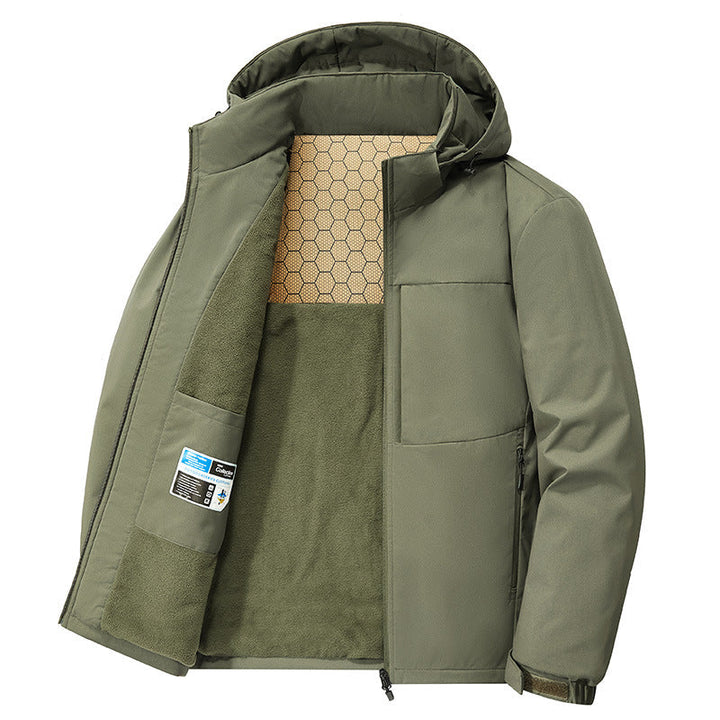 Herr Thermo Softshell Parka med Fleecefoder och Honeycomb Isolering Membrane