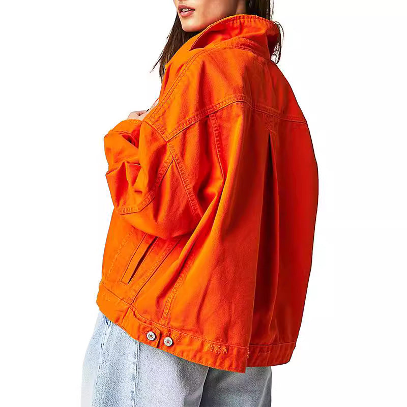 Dam Ledig Denim Jacka i Oversized Stil med Decorative Fringes