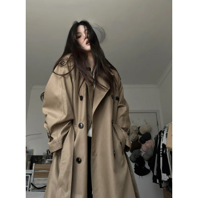 Dam Longer oversized trenchcoat med Double-Breasted knäppning och oversized Lapels