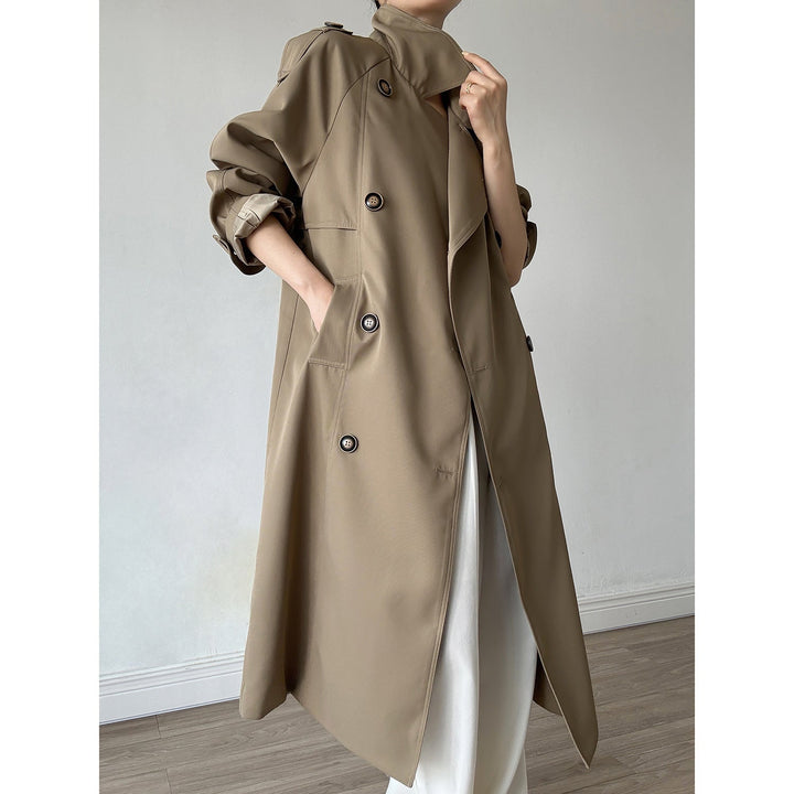 Dam oversize trenchcoat med Raglan ärmar och Double-Breasted knappslå