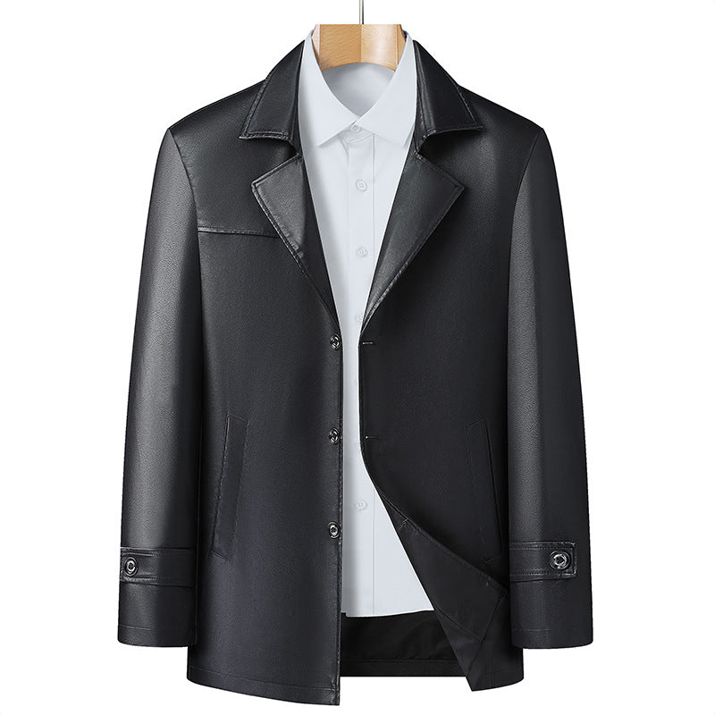 Herr Elegant Konstläder Short Rock i Kavaj Stil med Notched Lapel