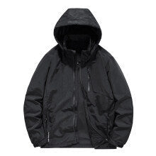 Herr Wind och Water-Repellent Lätt Jacka med Huva med Thermo Inner Foder och Concealed Dragkedja