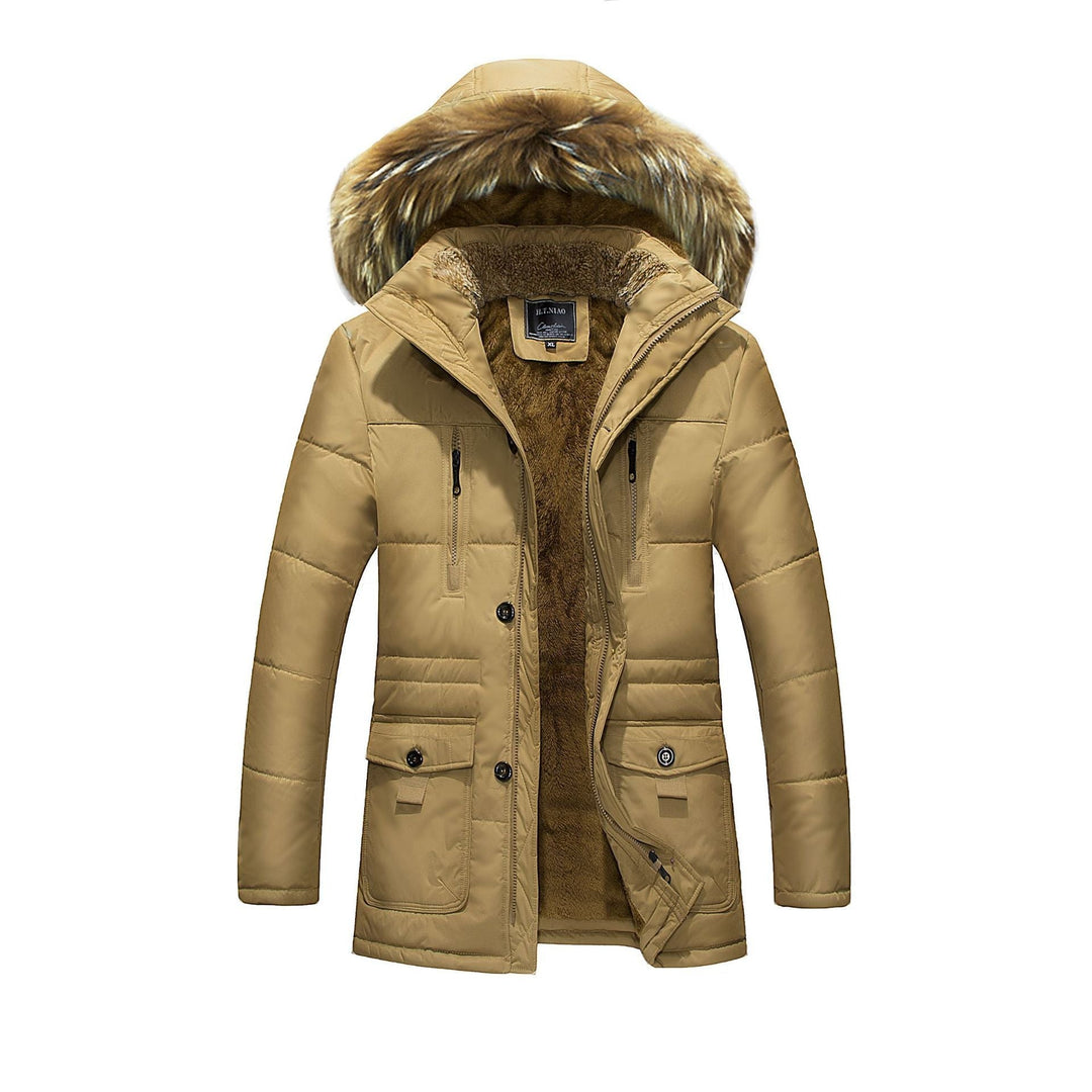 Herr Vattenavvisande Quiltad Parka med Huva, Faux Fur Trim och Teddy Fleecefoder
