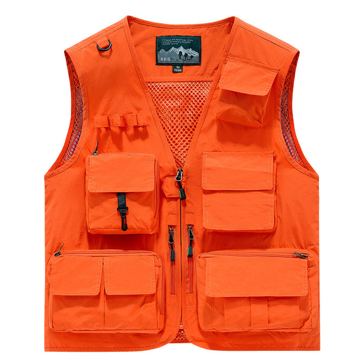 Herr Utomhus Utility Fishing Väst med Andningsbar Mesh Bak och Multifunctional Fickor