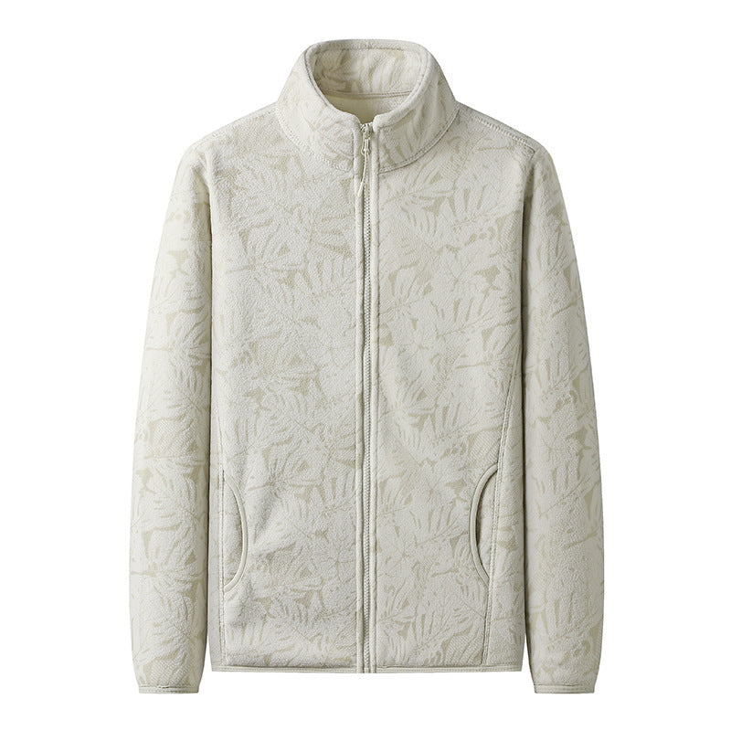Dam fleecejacka med hel zip och blommig jacquard structure