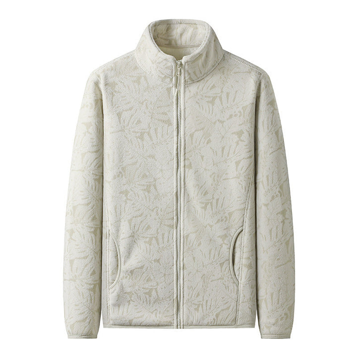 Dam fleecejacka med hel zip och blommig jacquard structure