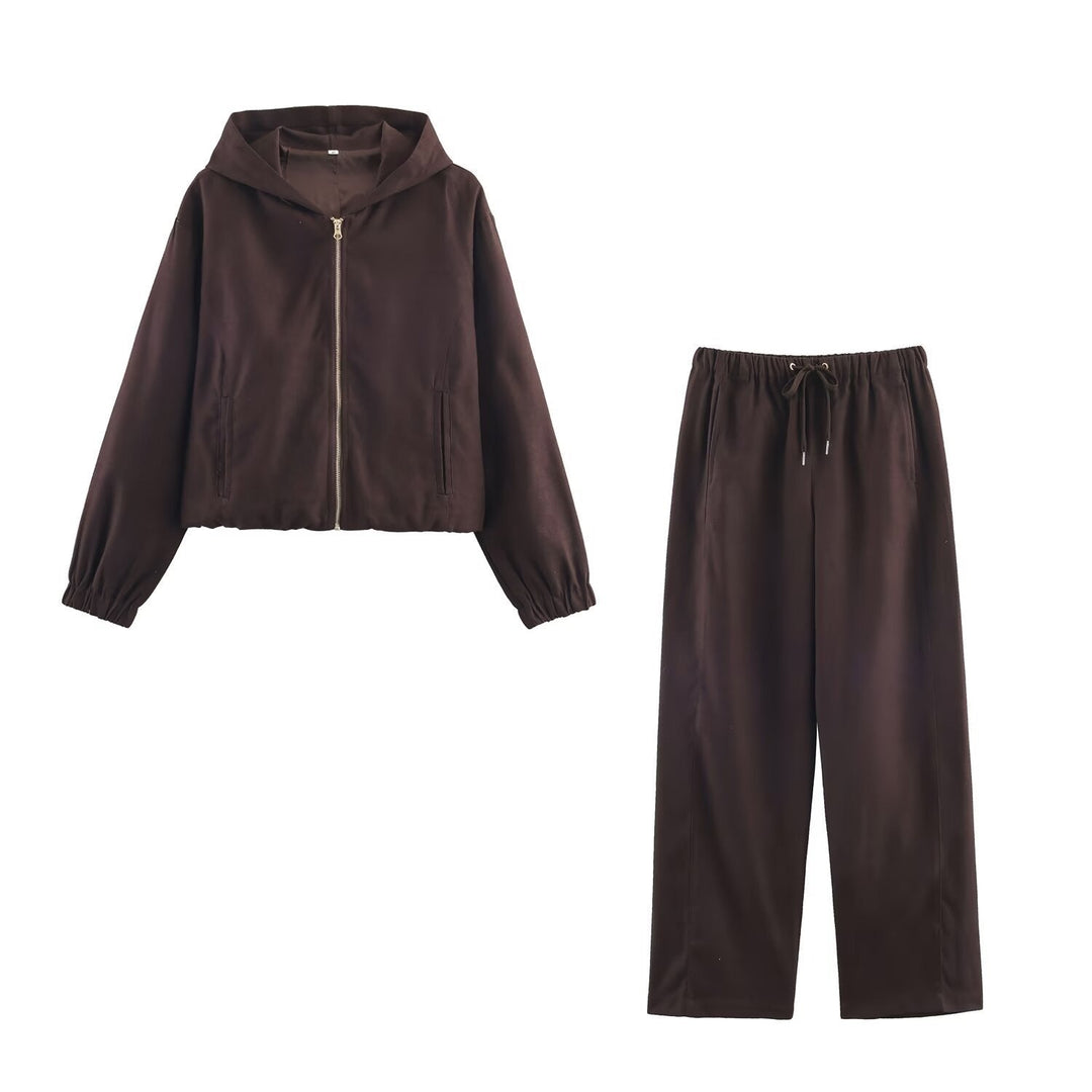 Dam Boxy med huva jacka in sammet look med hel Zip och Elastic fåll