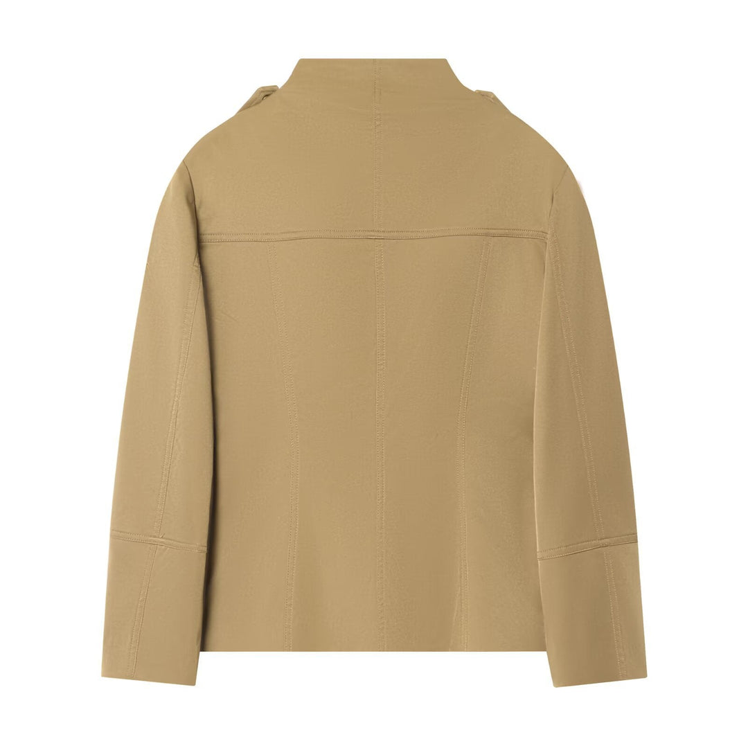Dam Lätt Utilityjacka med Stå Krage, Shoulder Epaulettes, och Lock Fickor