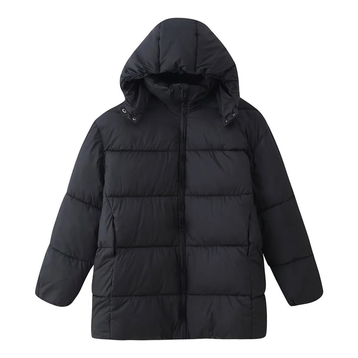Dam oversized quiltad jacka med huva och värmande värmefoder
