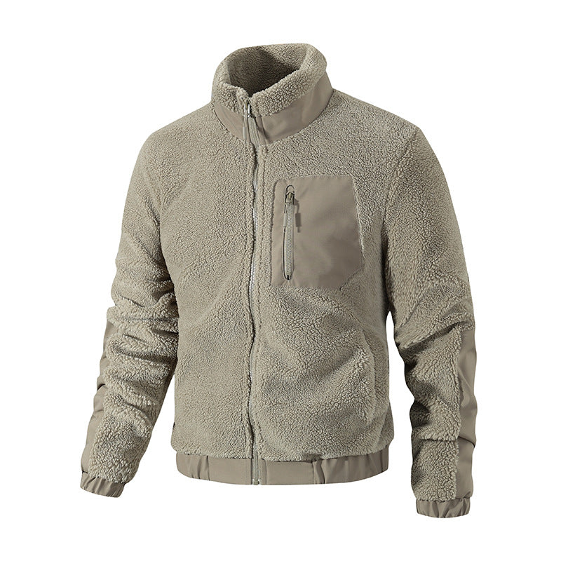 Herr Teddy Fleece Jacka med Stående Krage och Reinforced Inserts