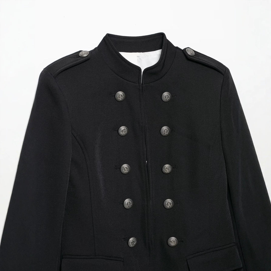 Dam Tailored Military Kort Jacka med Stå Krage och Double Row