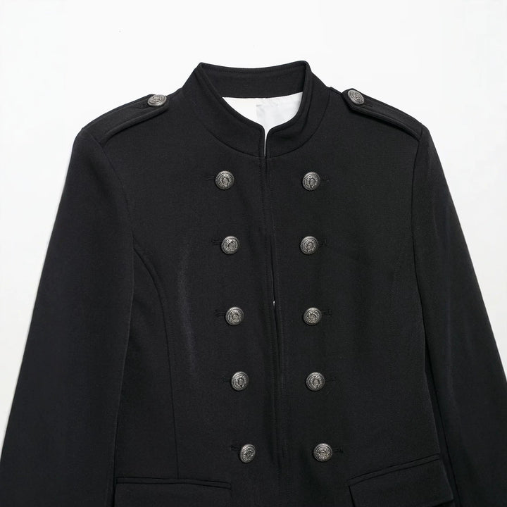Dam Tailored Military Kort Jacka med Stå Krage och Double Row