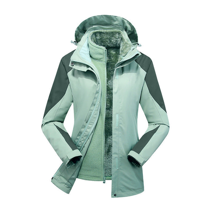 Dam två-layer softshelljacka med removable teddy fleece inner jacka och justerbar huva