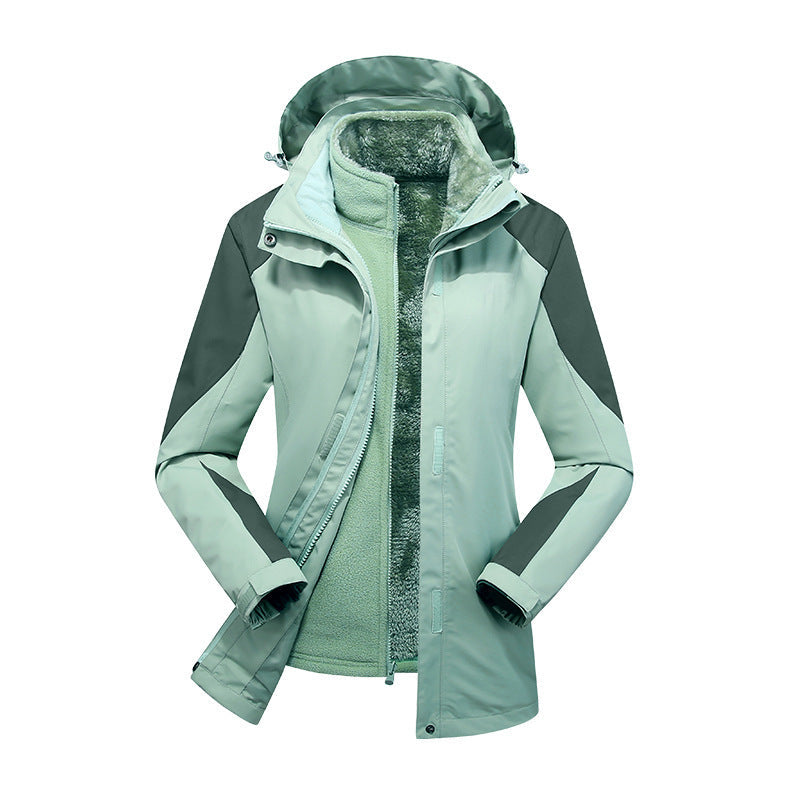 Dam Modular Softshell regn jacka med avtagbar fleece inner jacka och justerbar huva