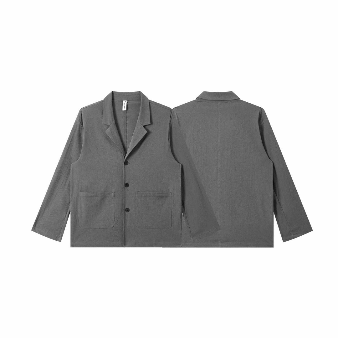Herr lätt Strukturerad overshirt med slagkrage, knäppslå och utanpåfickor
